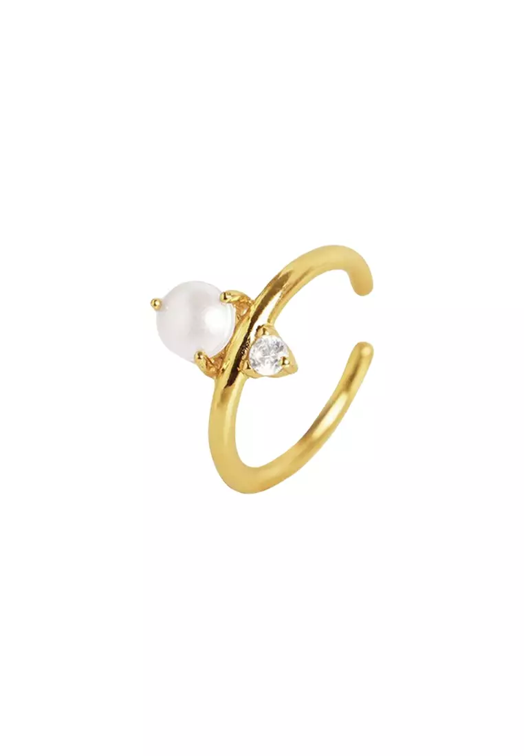 Vermeil Pearl Solo Cuff Earrings