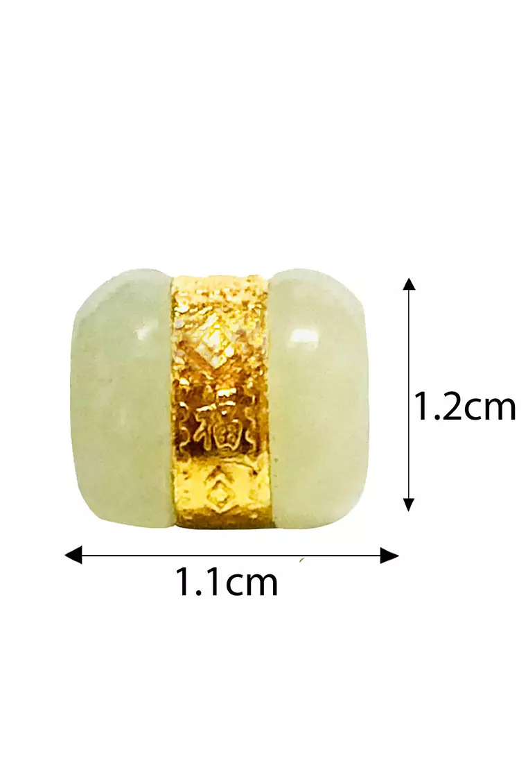 【特價】LITZ 999（24K）金玉配14K鍍金925銀鏈轉運路路通項鍊A2-SN