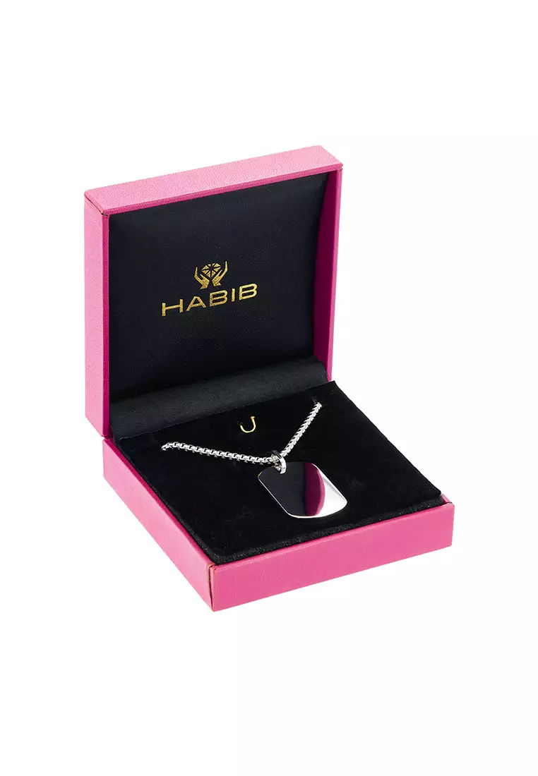HABIB 925 Silver Palladium Men's Necklace 560640424(PLD)