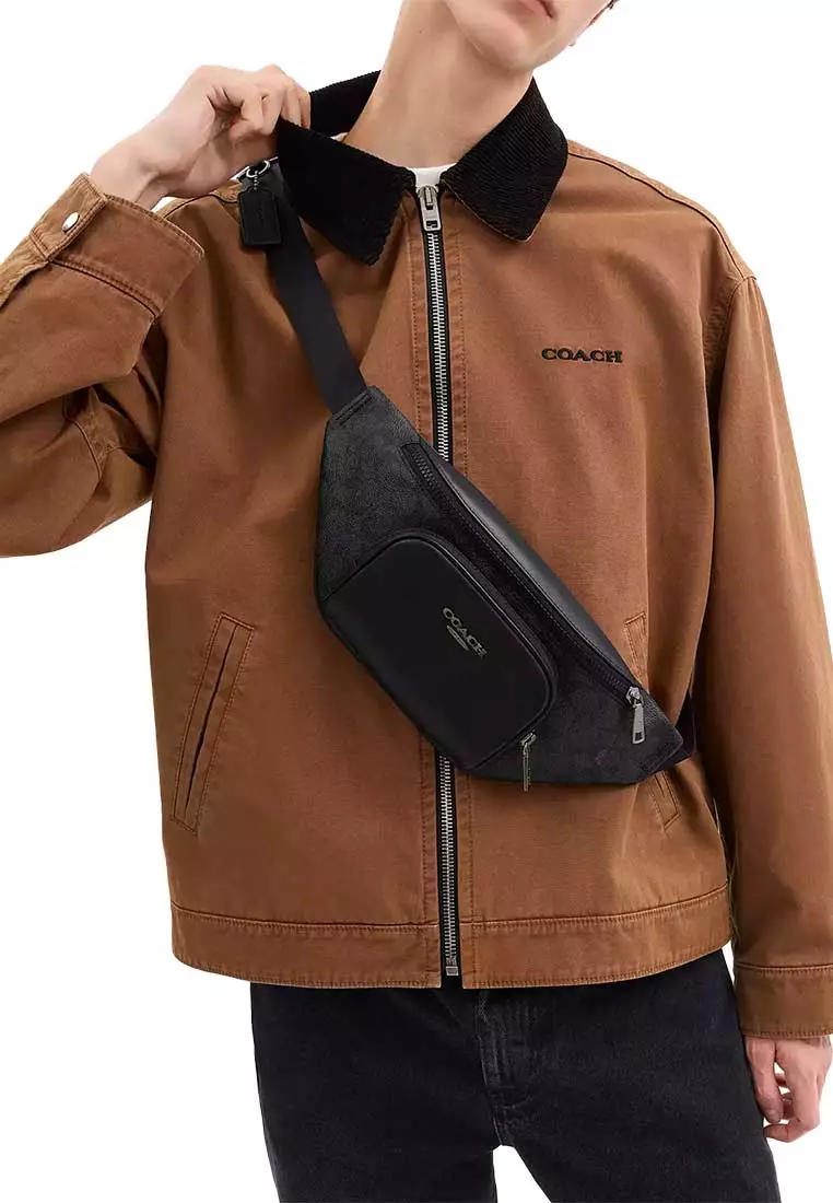 Racer Small Belt Bag In Signature Charcoal/Black CBF77