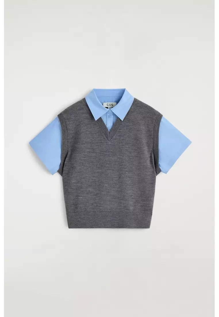 LAYERED MERINO WOOL SHIRT VEST