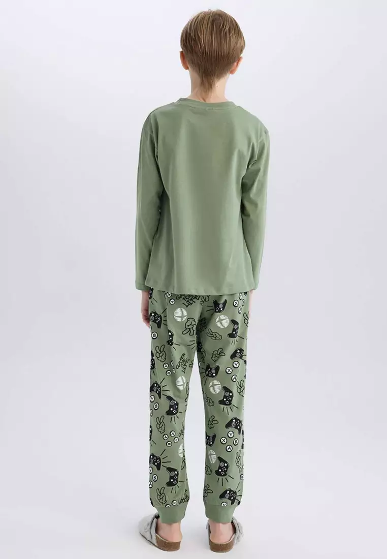 Pyjama Xbox Garçon - T-Shirt Manches Longues Et Joggers Noirs/Rouges - 100% Coton