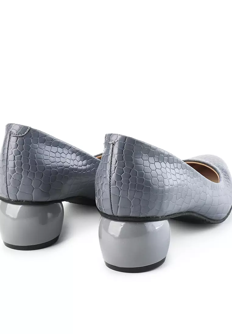 Celine Sepatu Pantofel Wanita Kantor Pumps - Grey Croco