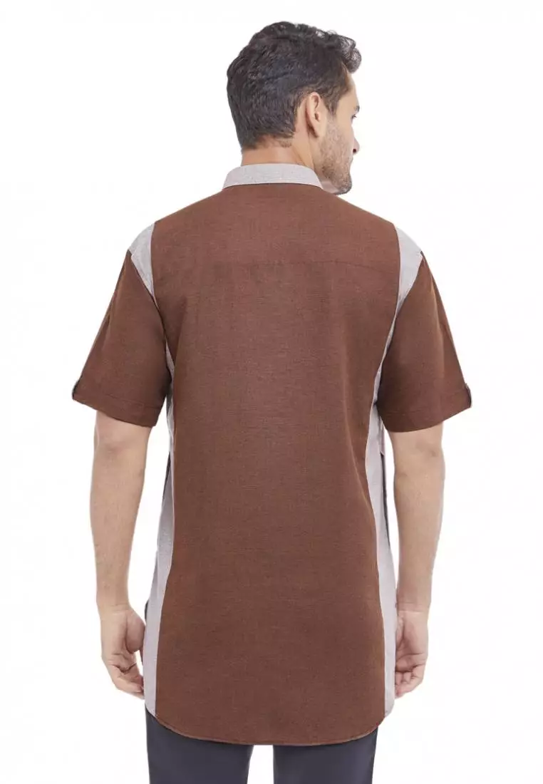 Zayidan Baju Koko Gamis Muslim Pria Raheel - Coklat