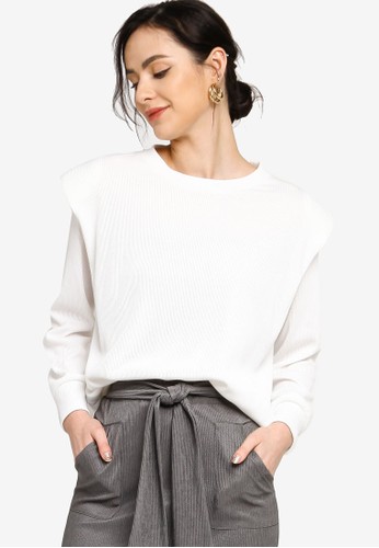 Jual Zalia Ribbed Top With Shoulder Pad Original Zalora Indonesia
