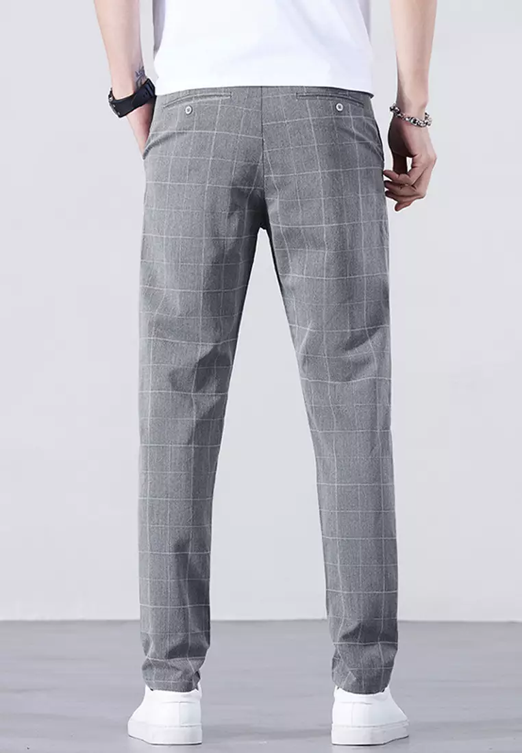 Checked Slim Fit Suit Pants