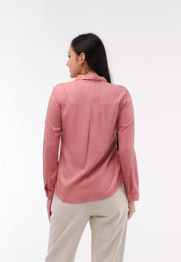 Single Twill Woven Long Sleeves Blouse