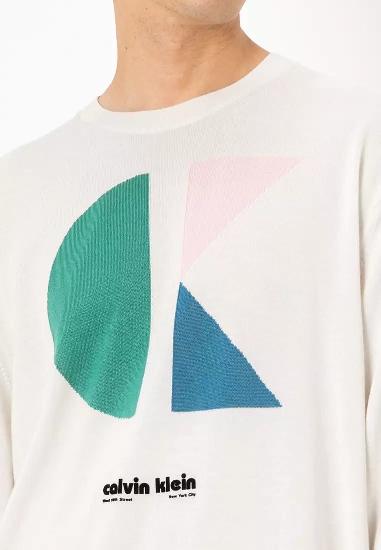 Colorblock Graphic Cotton Sweater - Calvin Klein Jeans