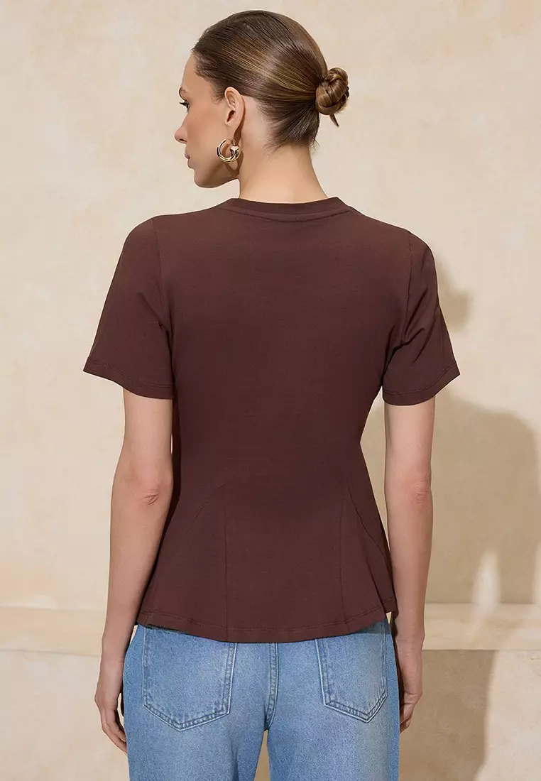 Buy Trendyol Crew Neck Peplum Blouse 2026 Online | ZALORA