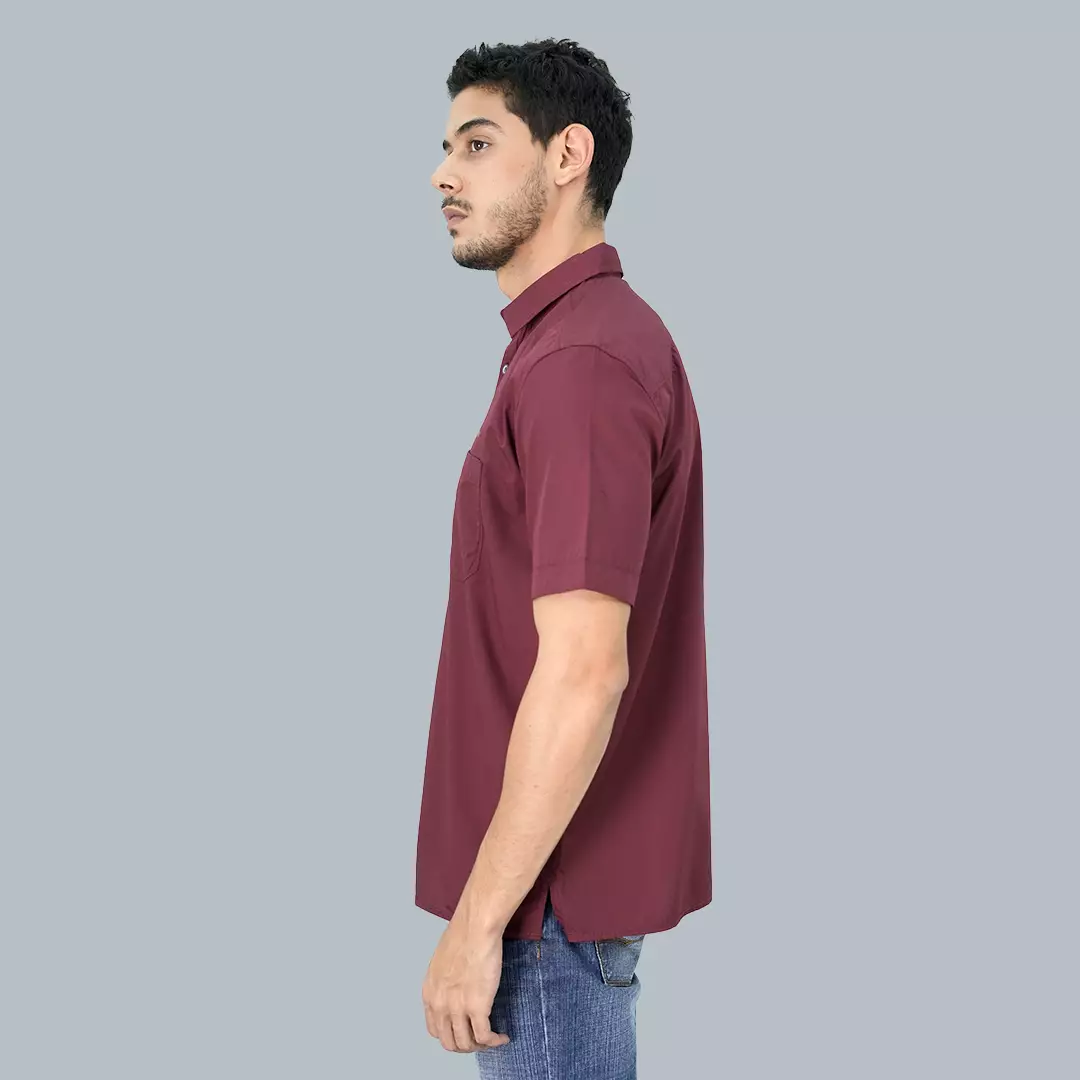 LGS - Kemeja Casual Pria Polos Warna Maroon CSH.271.S2001.215.C