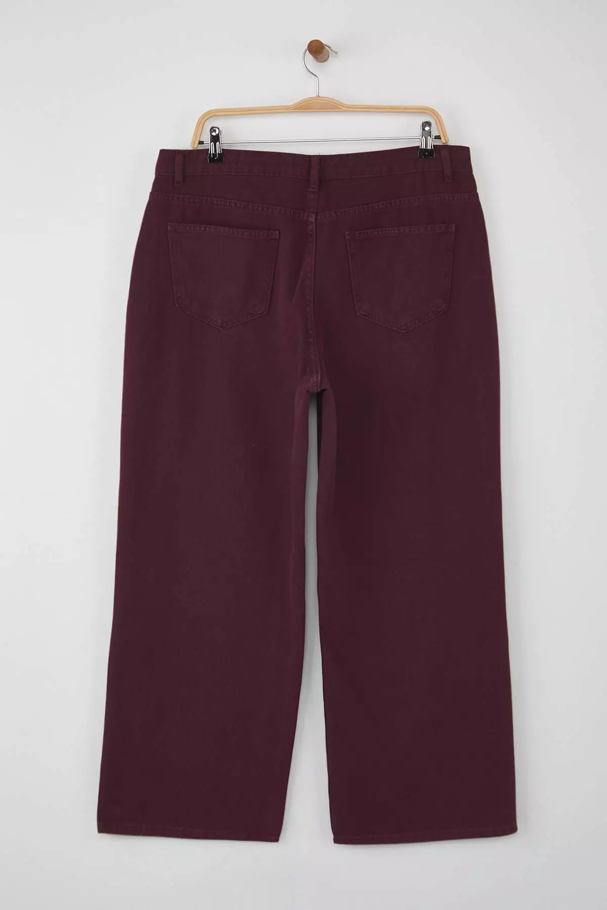 Burgundy High Waist Wide Leg Plus Size Wide Leg Jeans