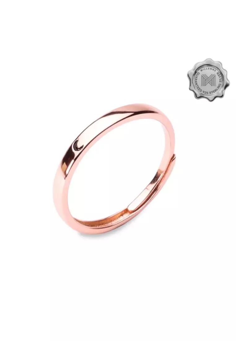 Minimal Moon Band Rose Gold Ring with 925 Sterling Silver