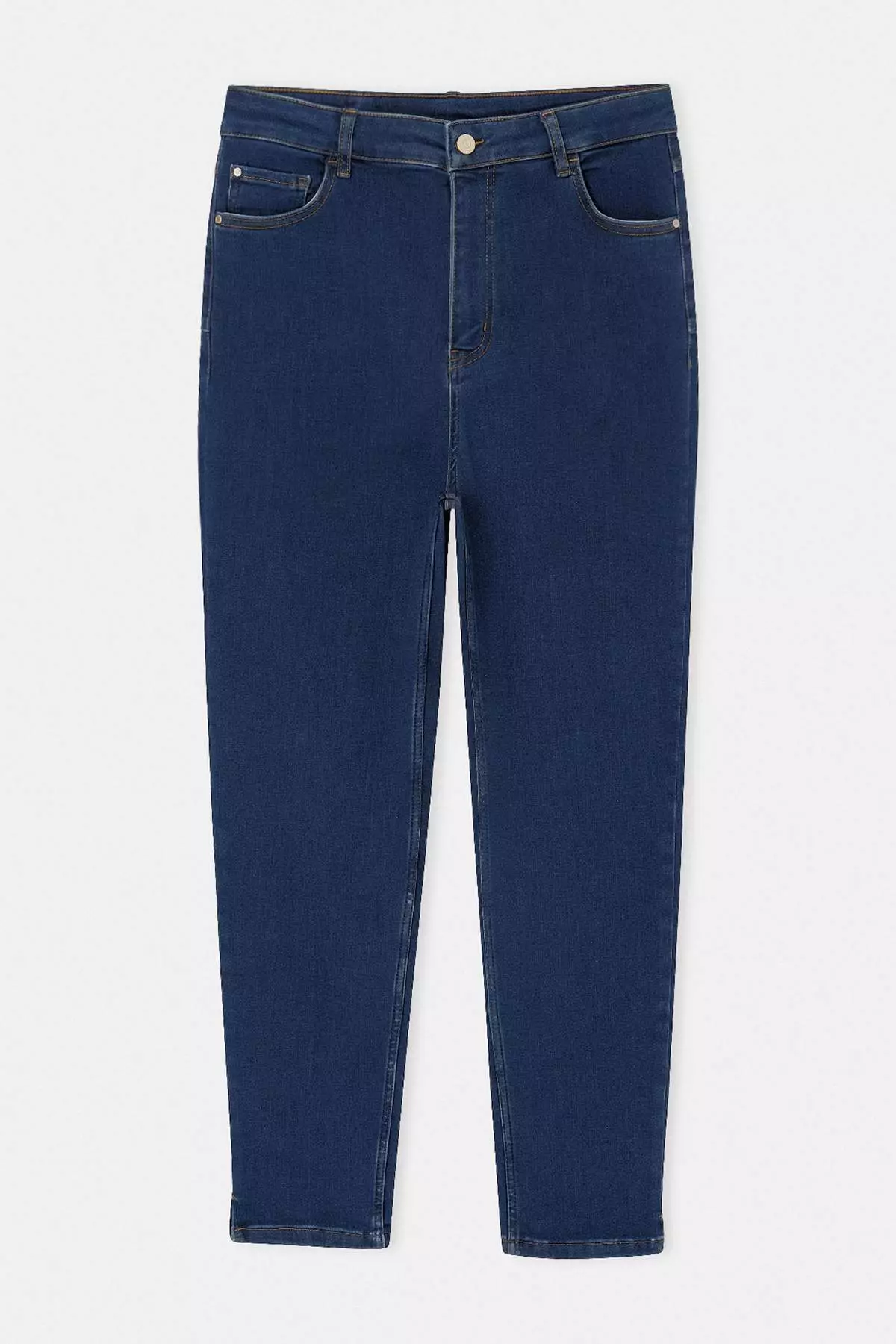 Blue High Waist Extra Stretchy Push Up Slit Ankle Length Skinny Jeans Tbbss26Cj00048
