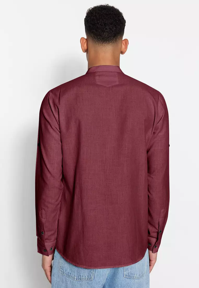 Slim Fit Grandad Collar Shirt