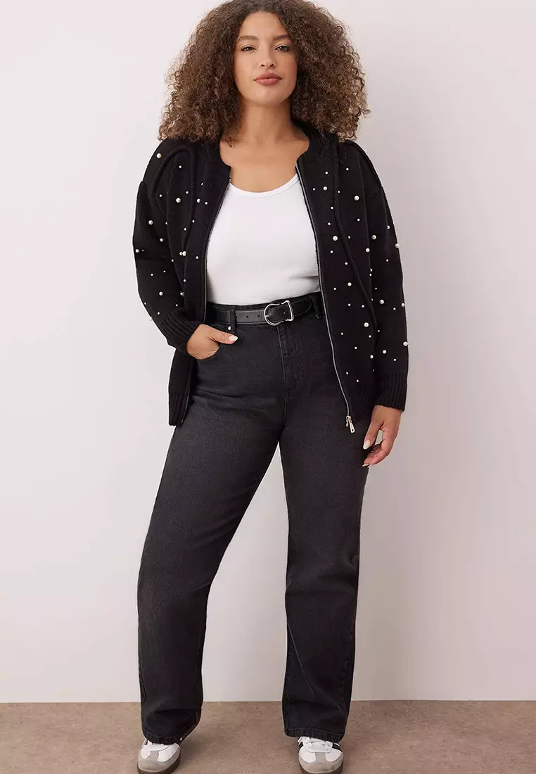 Plus Size Zip Long Sleeves Cardigan