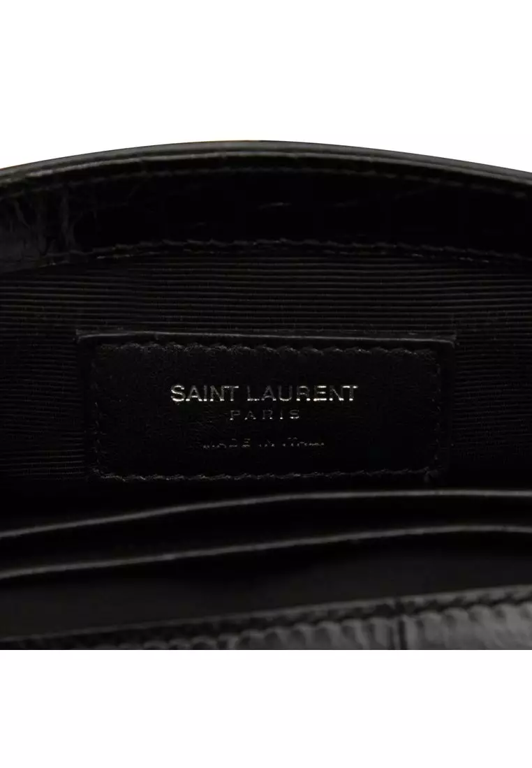 Pre-Loved Saint Laurent Baby Croc Embossed Calfskin Classic Monogram Chain Bag