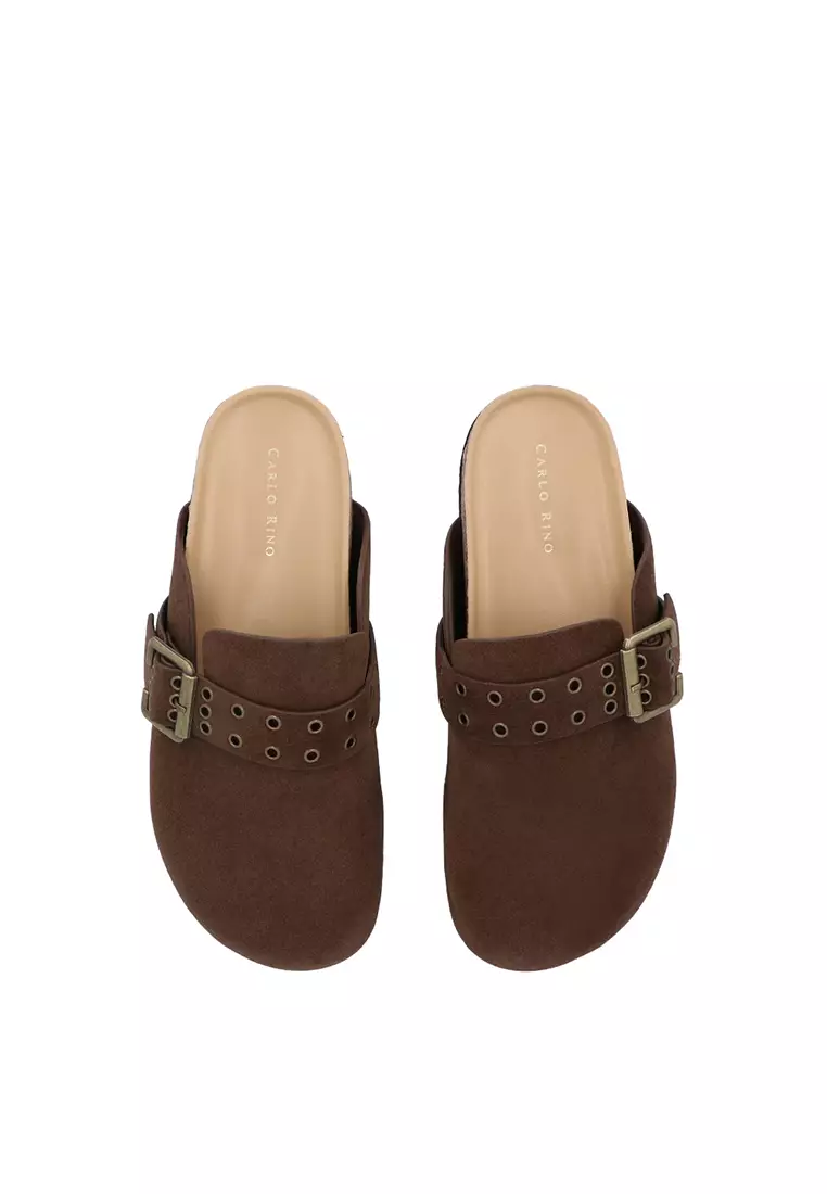 Dark Brown Meadow Buckled Mules