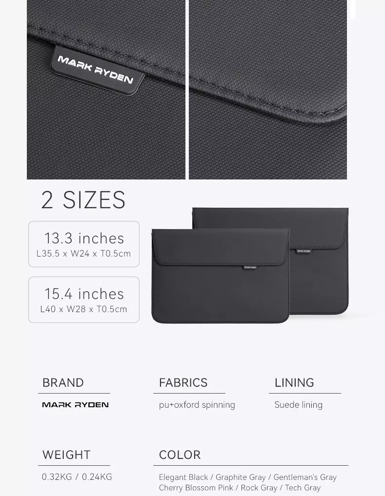 Mark Ryden MR67 Sarung briefcase Sleeve Laptop Macbook 16 inch - BLACK