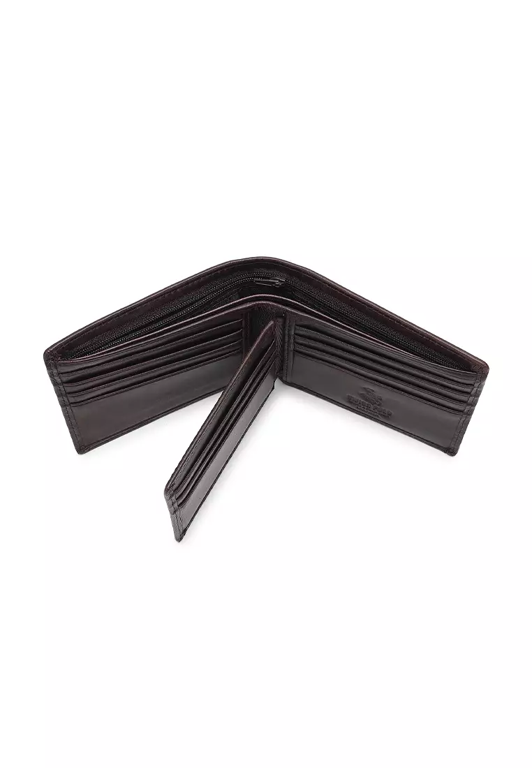 Genuine Leather RFID Short Wallet - Brown