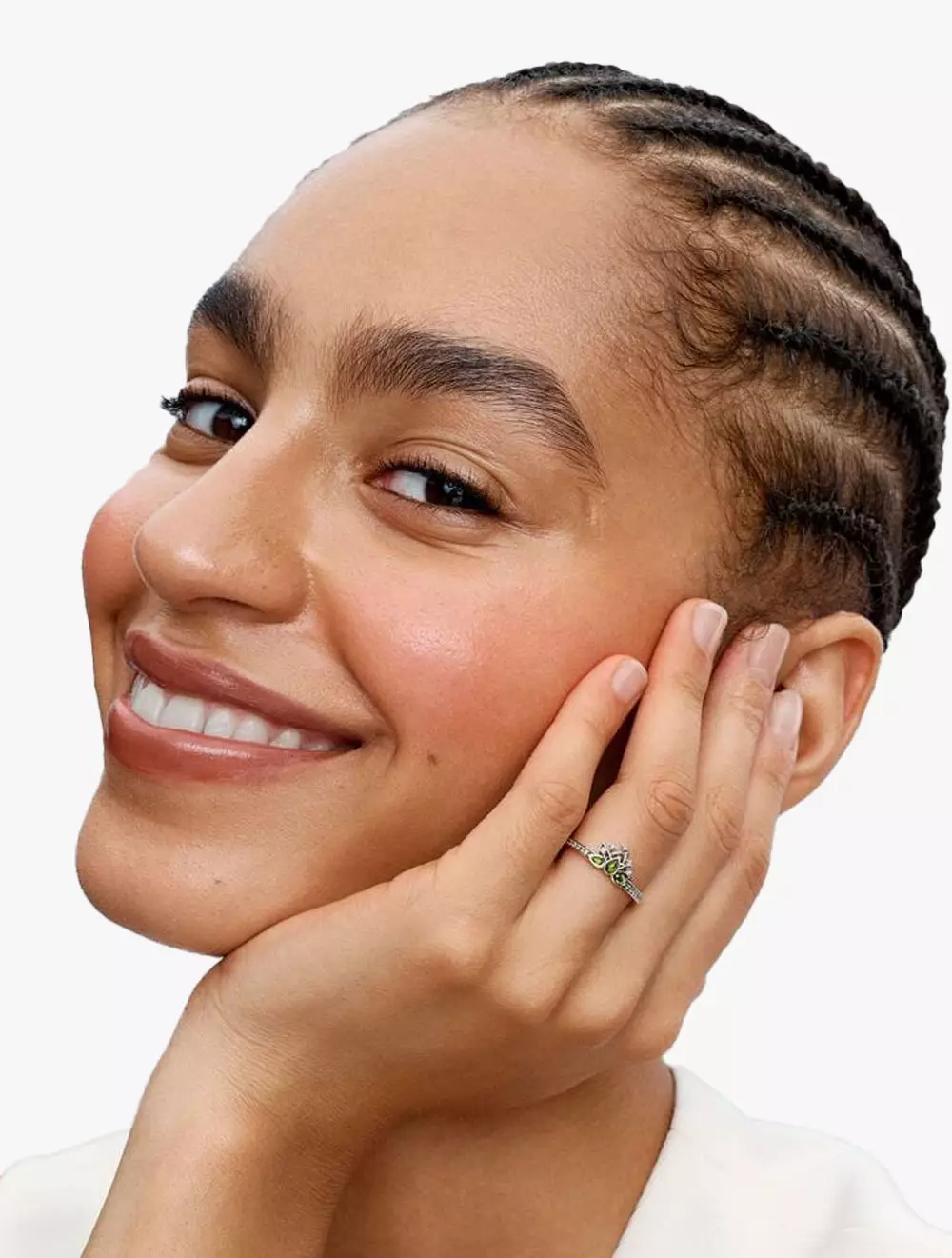 Disney Tiana sterling silver ring with green stone and clear cubic zirconia