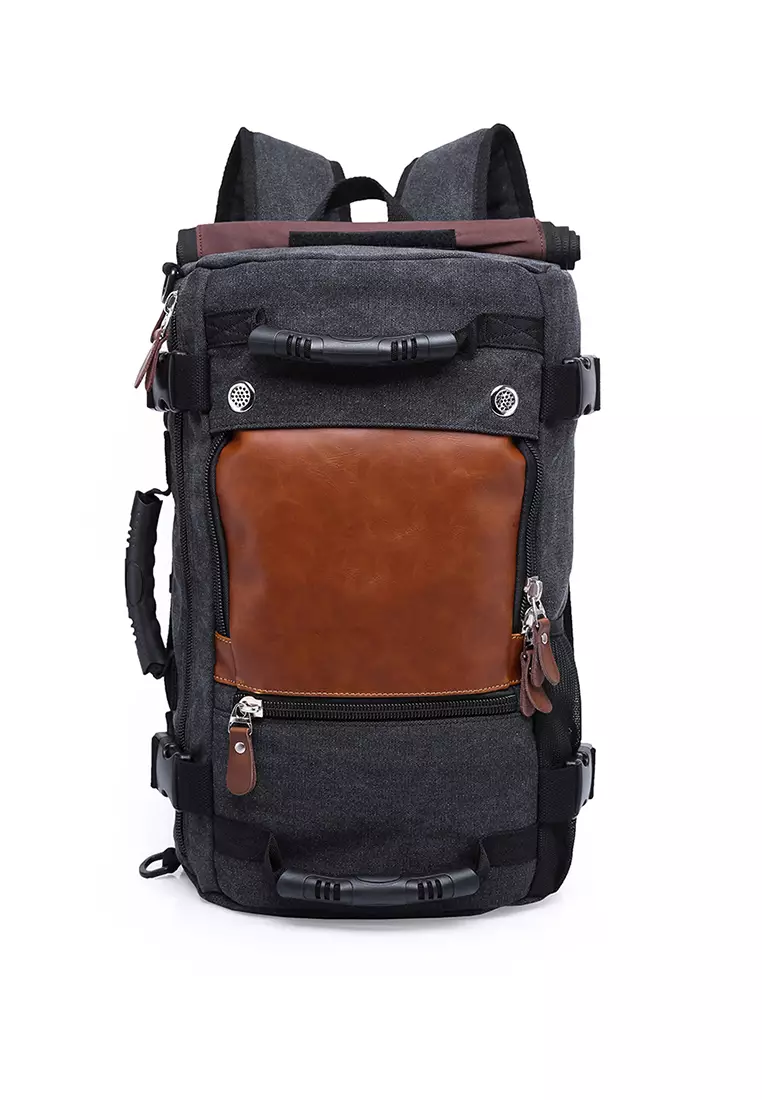 Buy A FRENZ Vintage Canvas Heavy Duty Travel Backpack Camping Hiking Rucksack Online ZALORA