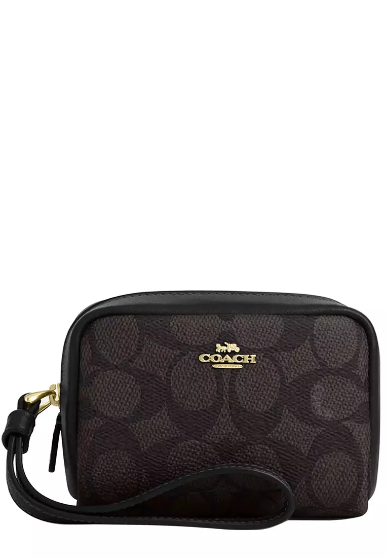 新作★COACH Pouch Wristlet In Signature Canvas CW907 Buy Coach Pouch Wristlet In Signature Canvas in Walnut