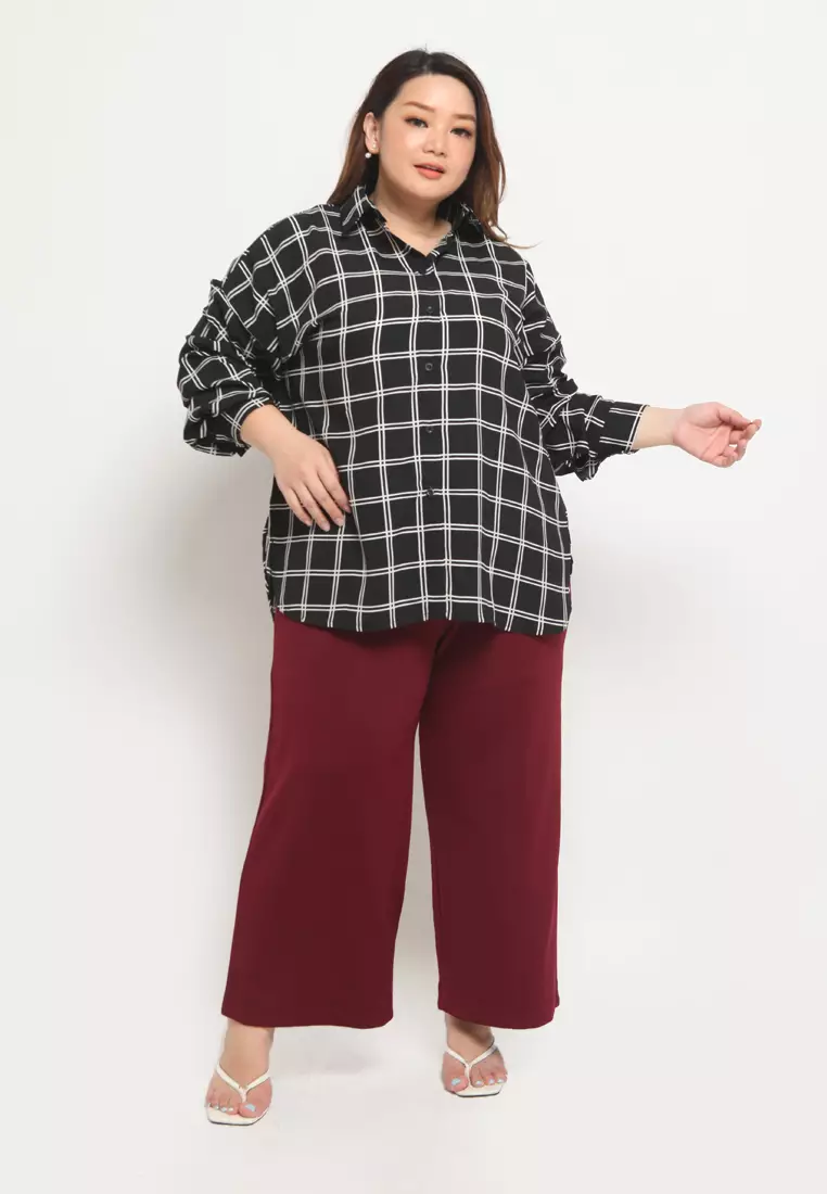 Plus Size Wide Pants Nola Maroon