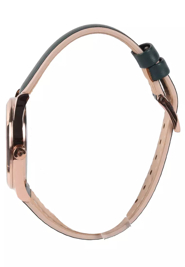 Alexandre Christie - Jam Tangan Wanita - Rosegold - Green Leather Strap - 2973 BDLRGGN
