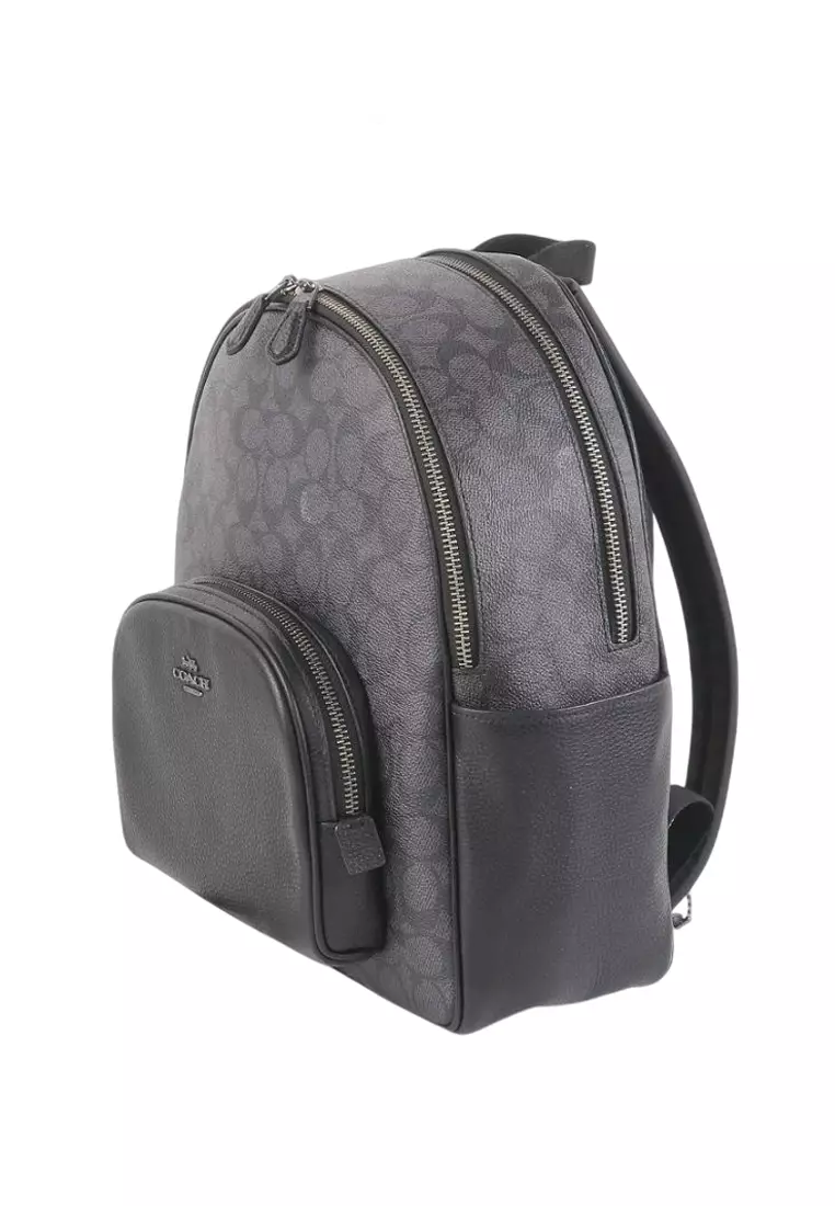 Buy Coach Court Backpack In Blocked Signature Canvas - Charcoal