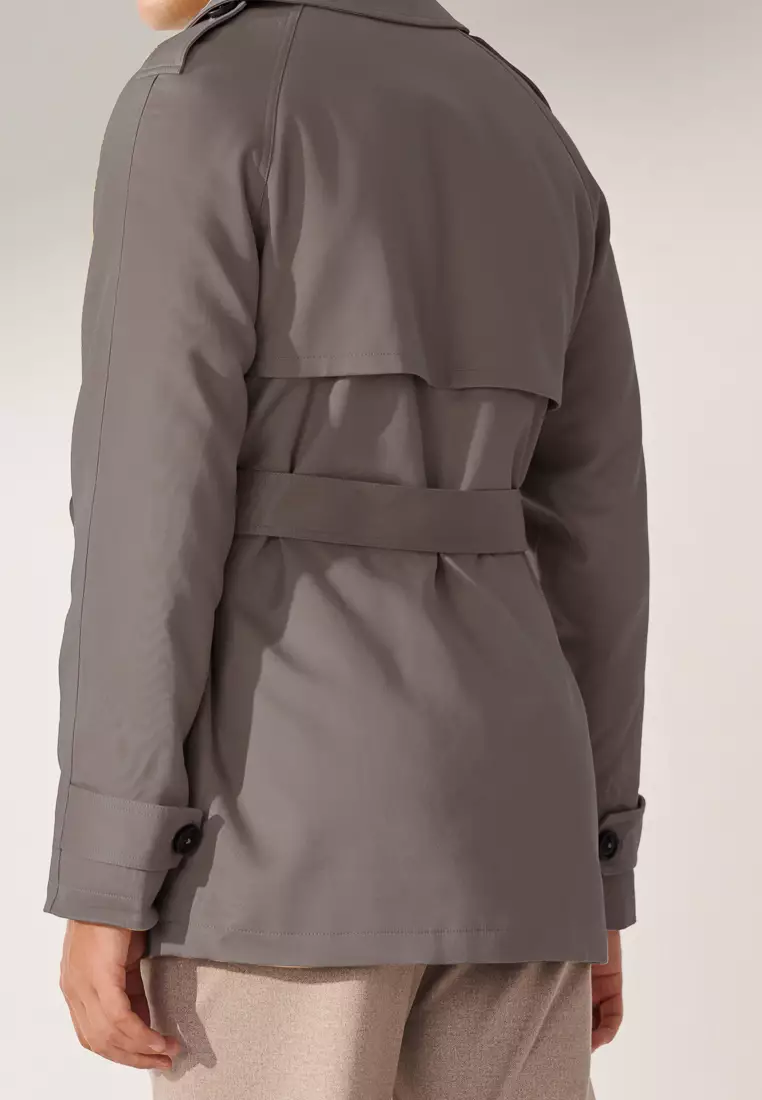 Grey Motocycle Trench Coat