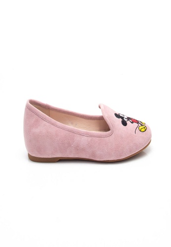 Elisa Litz pink MICKEY MINNIE EMBROIDERY LOAFERS - PINK 80564SH568ED64GS_1