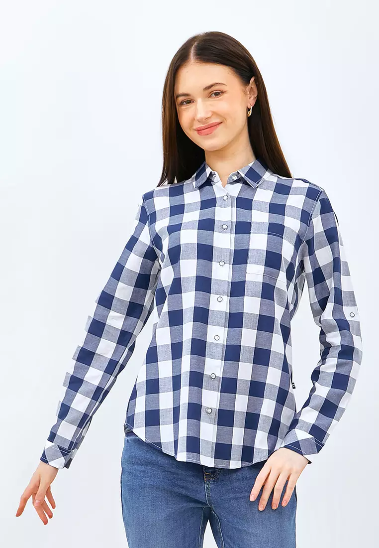 C2 Elnara Navy Kemeja Classic Wanita