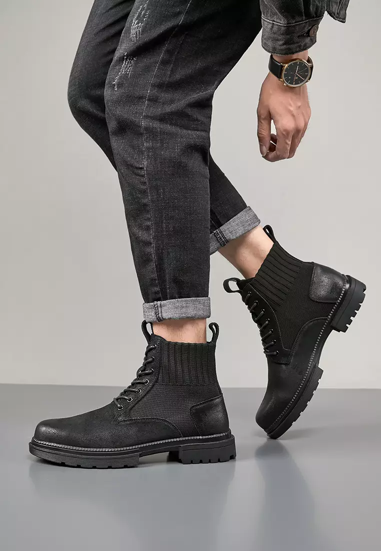 Vintage cow suede Martin boots