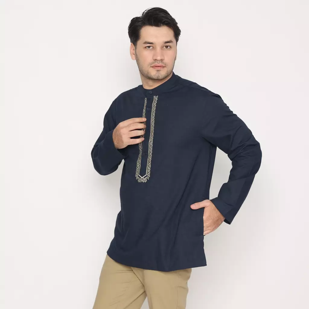 AMK Baju Koko Lengan Panjang KK FATHAN L/s Navy