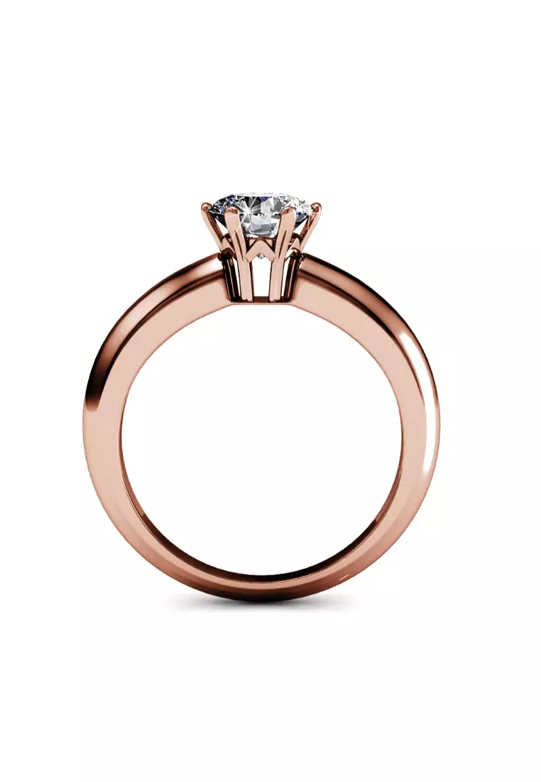 Jewel In The Palace Solitaire Ring in Rose Gold Embellished with Swarovski crystals