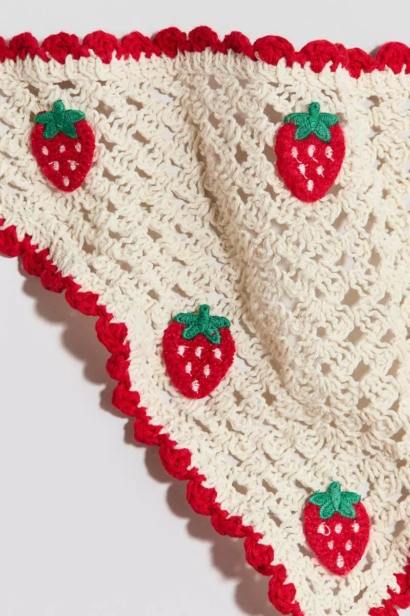 Crochet-look cotton head scarf