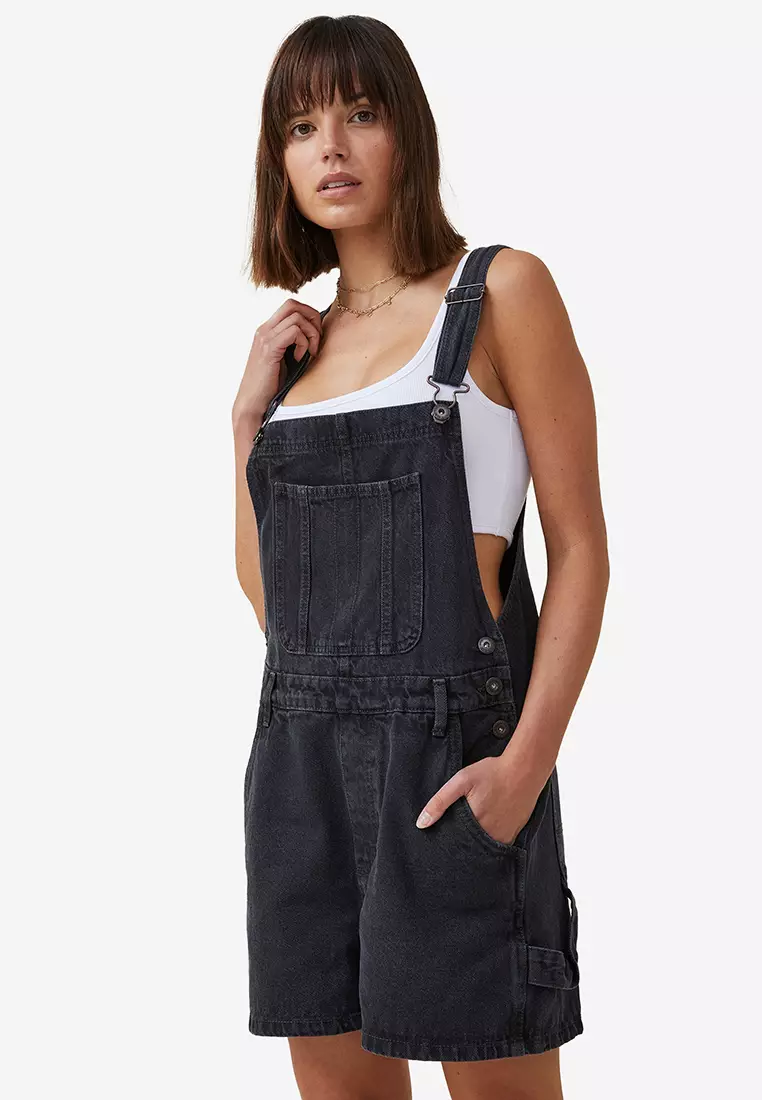 Utility Denim Short Overalls