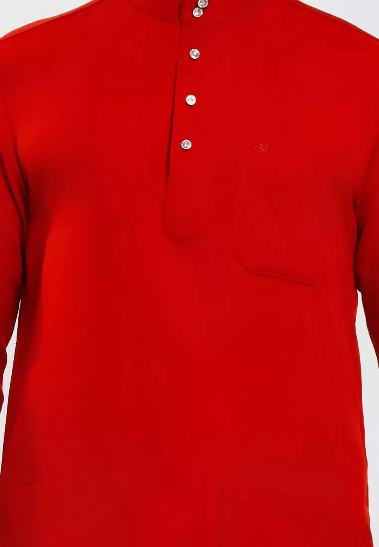 Forest x Hatta Dolmat Baju Melayu Cekak Musang Regular Fit - BM23766-58BrickRed