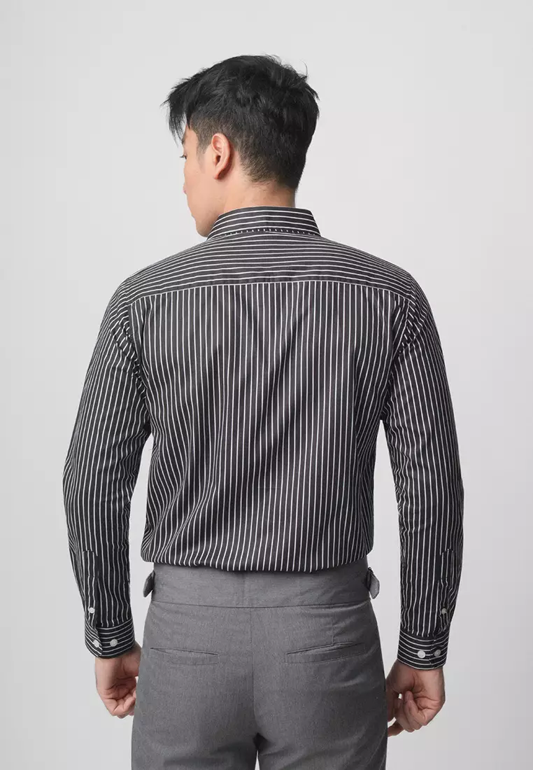 Hugo Stripe Shirt Black LS
