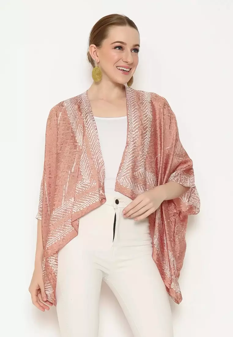 Rinjanie Batik - Bolero Kotak Caramel - Batik Tuntrum Parang Mix Ciprat - Outer Batik Wanita - Atasan Batik Wanita - Outer Batik Kekinian - Batik Cap - BKMR - CR