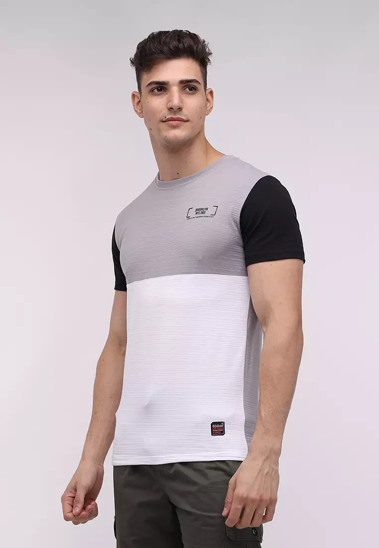 Round Neck Streaky Short Sleeves T-Shirt