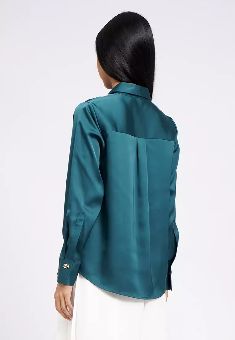 Satin Shirt with Fancy Button