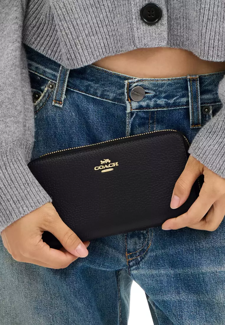 Long Zip Around Wallet With Detachable Card Case - Black CBZ98