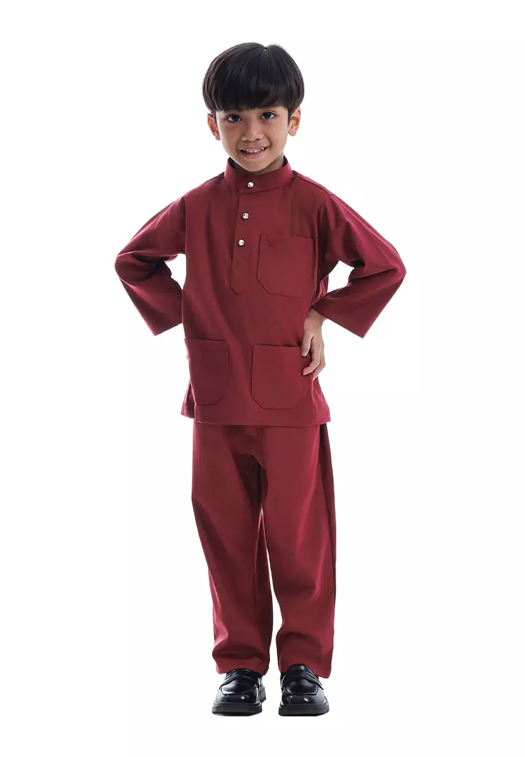 Alain Delon Baju Melayu Cekak Musang Budak - 19026504-78SyrahMaroon