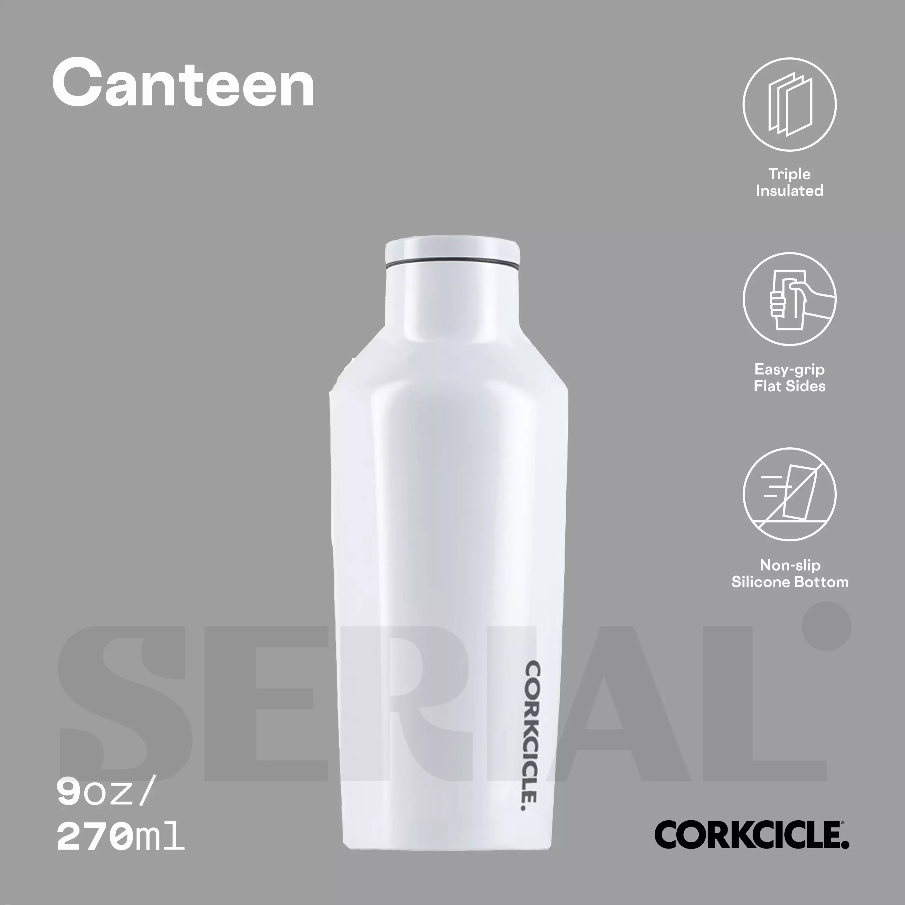 CORKCICLE® Canteen 9oz - Dipped Modernist White