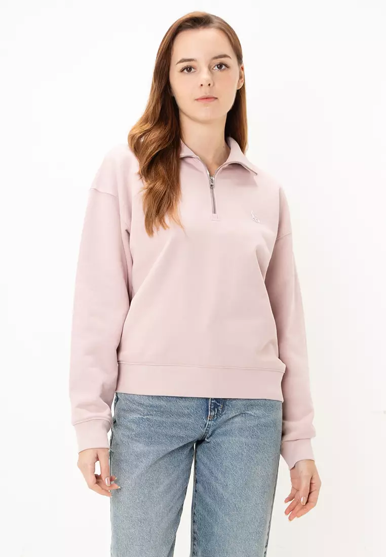 もちもちコアラ　poppy LACE ZIP SWEATSHIRT Cropped Quarter Zip - Terracotta | AKASHI-KAMA Pullover