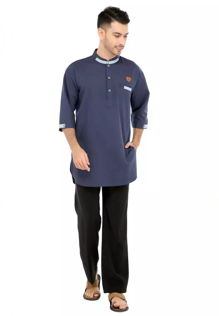 Baju Koko Gamis Muslim Pria Abyan - Navy