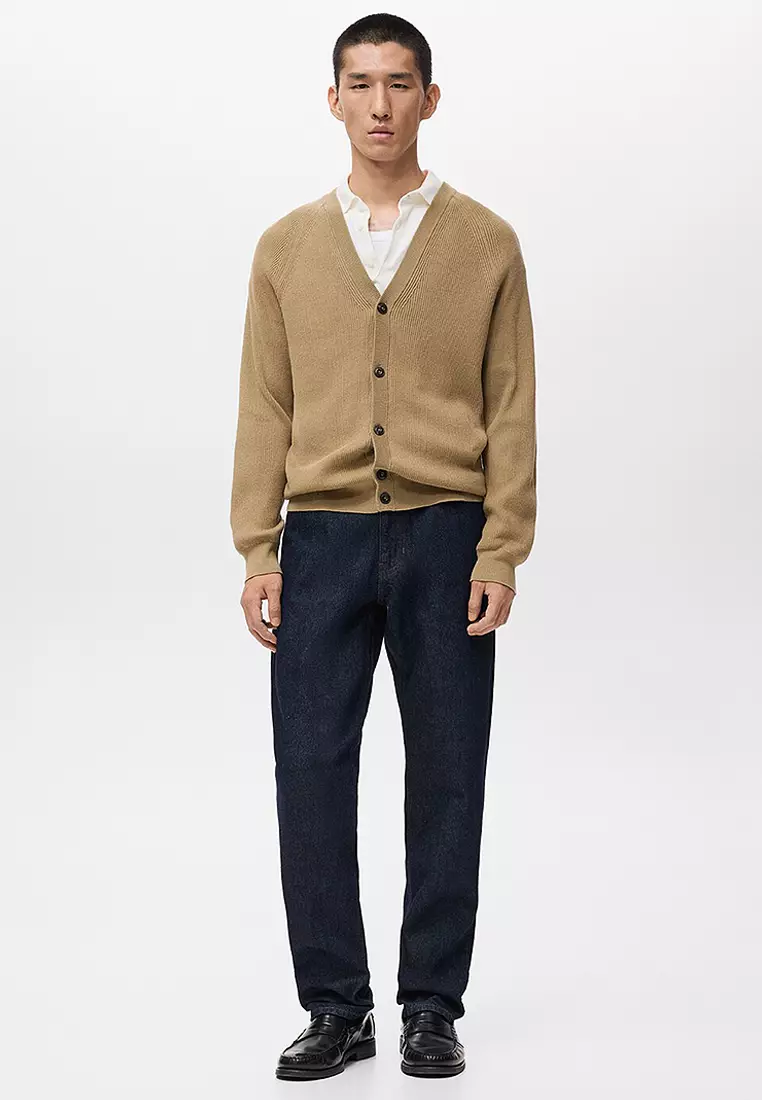 Ribbed Knitted Cardigan With Buttons