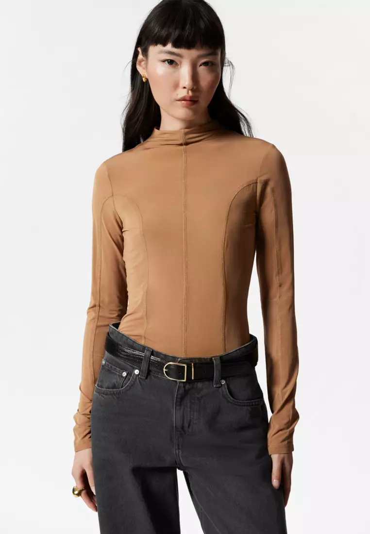 & Other Stories Sheer Mock Neck Top