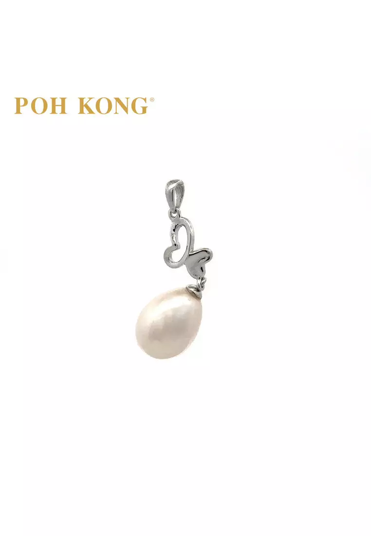 POH KONG 375/9K White Gold Butterfly Pearl Pendant